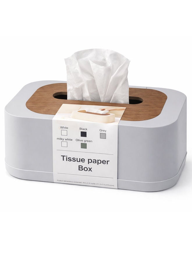 Grey Modern Tissue Box Cover with Lid – Decorative Rectangular Tissue Holder for Bathroom, Living Room, Bedroom & Office Beige